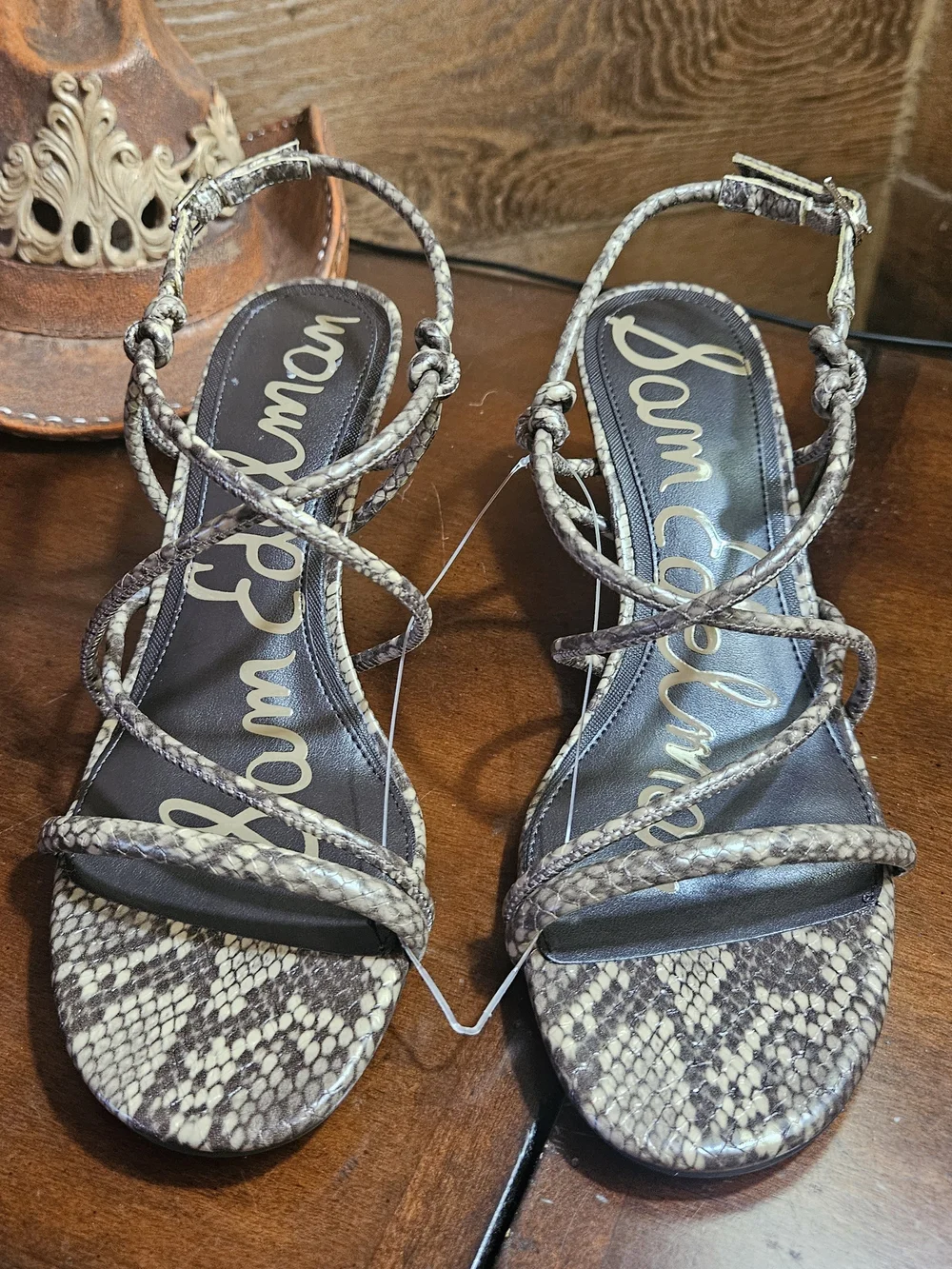 Sam Edelman Brown Snakeskin Strappy Heeled Sandals